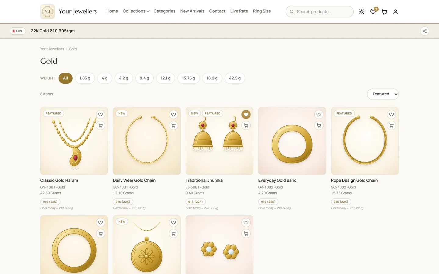 JB One catalogue category page with product grid