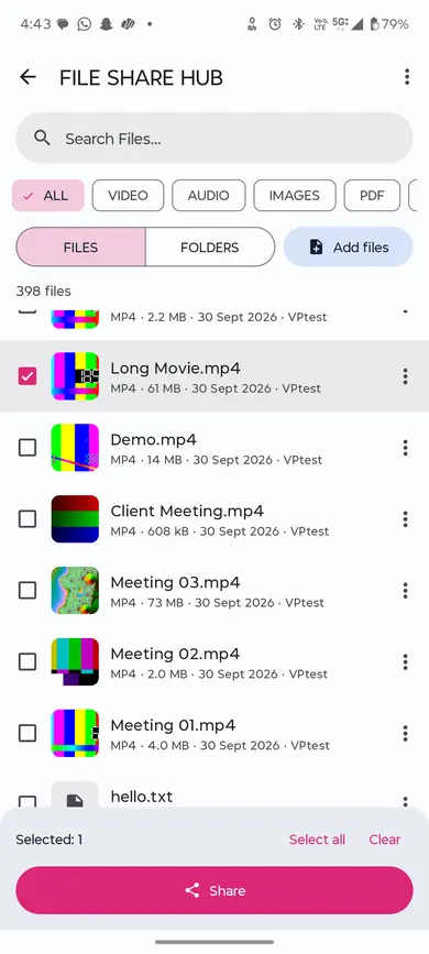 TMB Brows File Share Hub with category tabs